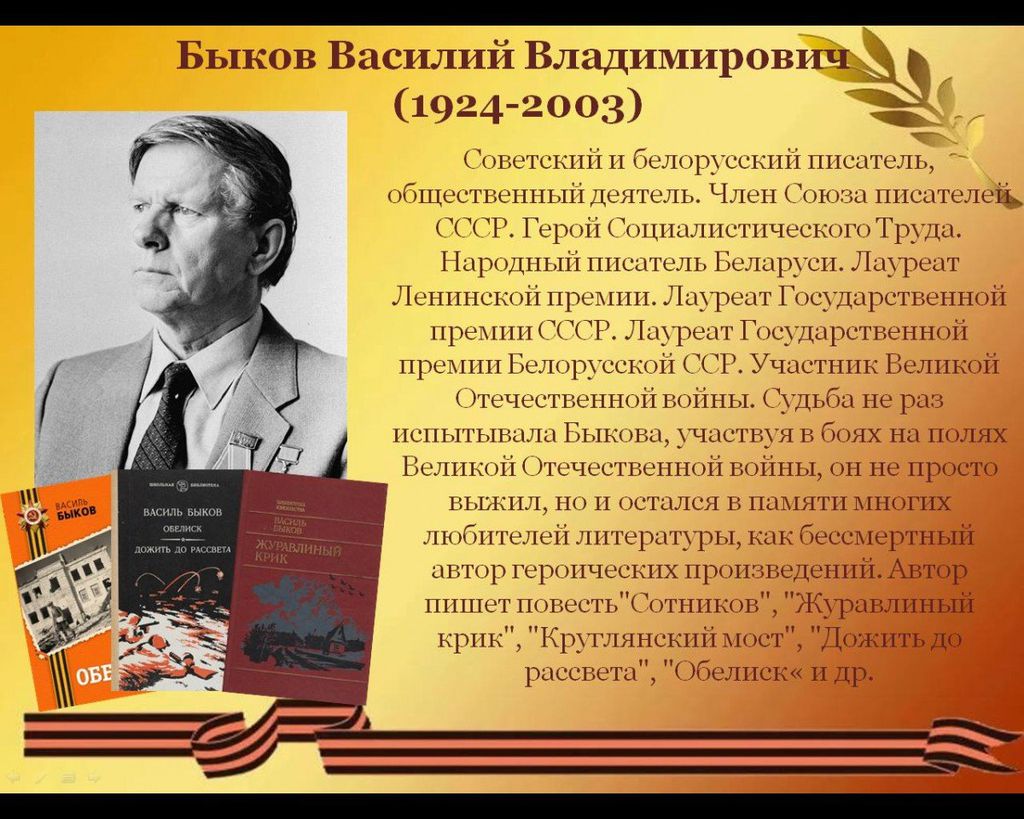 Жизнь и творчество василь быков презентация