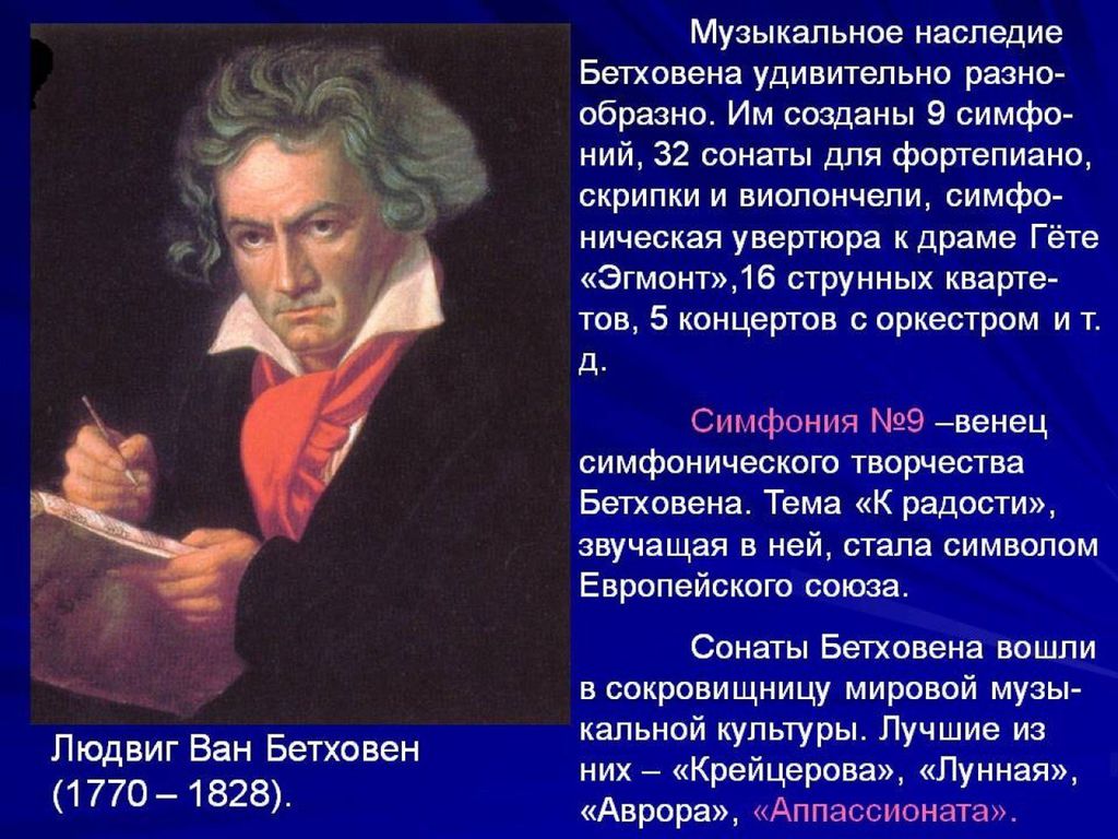 Какой великий композитор был известным. Творческое наследие Людвига Ван Бетховена.