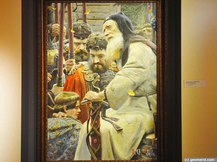 Картина Сергий Радонежский благословляет Дмитрия Донского перед Куликовской битвой в Музее на Куликовом поле