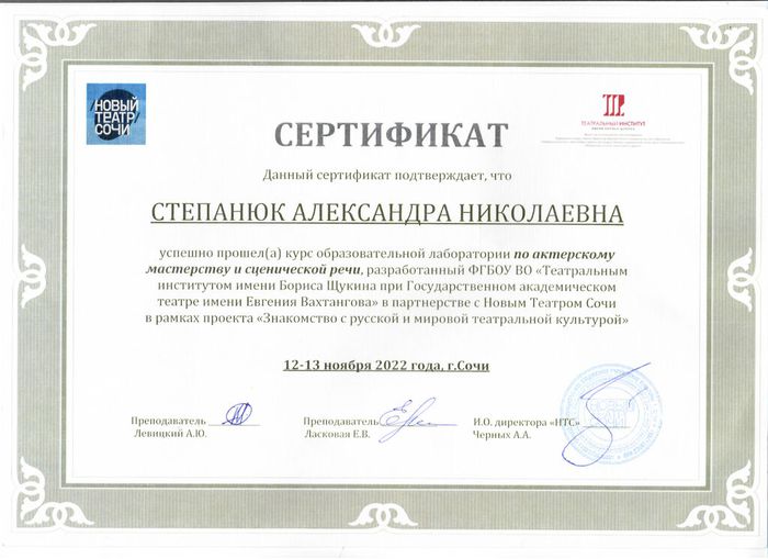Сертификат ЩУКА Степанюк А.Н.